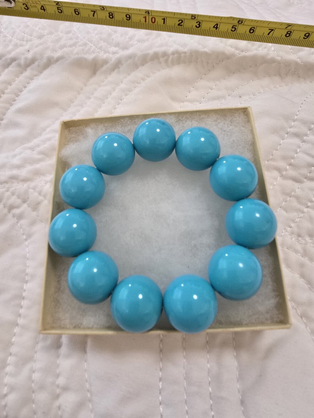 VintagecTurquoise Blue Beaded Stretch Bracelet - Women Jewelry
